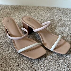 a new day Women's Two-Tone Mules - Cream and White